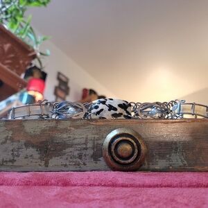 Vintage Unusual Shell And Silver-tone Linked Bracelet Handcrafted